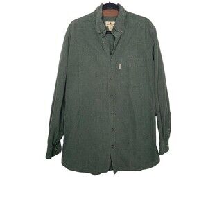 Woolrich Flannel Feel Cotton Button Shacket Green Outdoor Sz LT